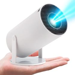 Mini projektor, Hy300 5g Wifi Bluetooth projektor 4k 200 Ansi Smart projektor. 130 tommer skærm, 180 graders flip bærbar projektor (hvid)
