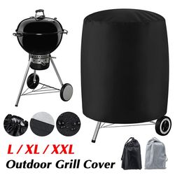 Bbq dække for weber told grill dække vandtæt runde grill grill tilbehør Grå Xxl(76.2cmx91.44cm)