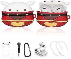 Ubiuo Genshin Impact -kotelo Airpods Prolle, 6 in 1 silikoninen Airpods Pro -lisävarustekansi, söpö Klee Anime -sarjakuva-iho tytöille Naiset, joil...