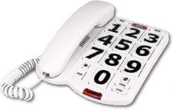 Vanhusten lankapuhelin Big Button Cor -puhelimella kuulovammaisille vanhuksille