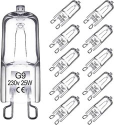 10 Pack G9 halogenpære, G9 pære 25W 230V, dæmpbar, G9 halogenlampe, 43mm