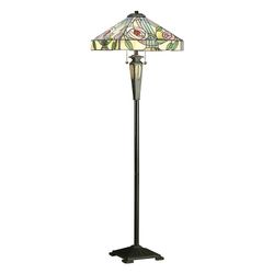 Interiors 1900 Lighting Pil 2 lys gulvlampe Mørk bronze, Tiffany stil glas, E27