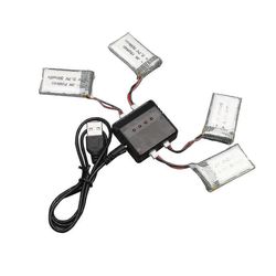 4kpl 3.7V 500mAh ladattava Lipo-akku laturilla Syma X5C / X5sc RC Quadcopter - XC