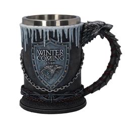 Game Of Thrones House Stark Resin Tankard med sort rustfrit stål indsats 20cm