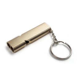 Udendørs sikkerhed Emergency Whistle Udendørs Camping Double Tube Højfrekvente Survival Whistle Selvforsvar Værktøjer Selvhjælp Sølv