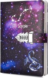 Ubiuo A5 Kreativ adgangskode Lås Journal Pu Læder Kombination Lås Dagbog Låsning Dagbog Notesblok (Skorpionen) Scorpio 9.5 x 7.1 x 1.8 inches