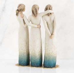 Pajupuu vierelläni,3Sisar vierelläni veistos veistetty käsinmaalattu hahmo B