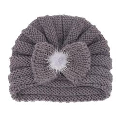 Handuo Baby Hue Hat Nyfødte Hatte Toddler Toddler Soft Cute Strik Cap grå