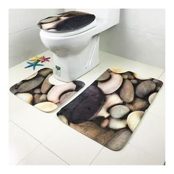 Ruili Toilet sæde 3pcs Sæt Ground Mat Tæppe Anti-skdding brun sten rectangle