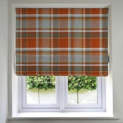 Mcalister Textiles Arv brændt orange + grå tartan romersk blind 23741 200cm x 200cm