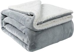 Sherpa-peitto lämpimät peitot talveksi Super pehmeä sumea flanellifleece/villa kuten käännettävä samettipehmo sohvapeitto kevyt (vaaleanharmaa heitto