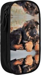 Kerota Söpö saksanpaimenkoiranpentu painettu suurikapasiteettinen kynäkotelo, kestävä kynäpussi pussilaatikko järjestäjäkotelot, miehille naiset609...