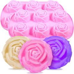 2 stk 6-hulrum silikone blomster formede forme silikone rose blomst formede bageforme non stick silikone jumbo rose forme