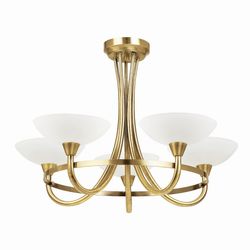 Endon Collection Lighting Cagney 5 Light Semi Flush Multi Arm Loft Light Antikke Messing, Hvidt Glas, G9