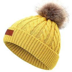 Mikasa Toddler Baby Kids Strikket Hue Aftagelig Gul