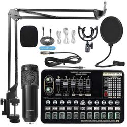 Ammattimainen äänitysstudion äänisarja ulkoisesta live-karaokemikrofonin äänestä Card_A05 Musta