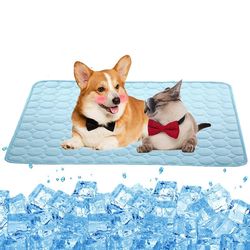 Eveltek Hund Køling Mat Sommer Ice Silk Pet Cool Bed Hunde Katte Kennel Pad Lyseblå 70x55cm