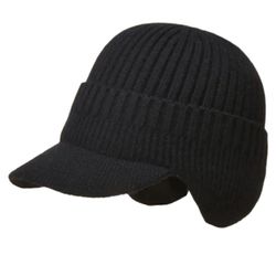 Talvivisiiripipo miehille Naiset, tuulenpitävä neulottu hattu korvaläppillä ja fleecevuorilla musta