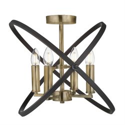 Searchlight Lighting Hoopla 4 Lys Semi Flush Bronze, Brun, E14
