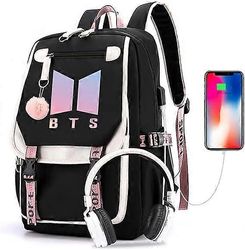 Ubiuo Kpop BTS -koulurepputuotteet, sisältää opiskelijoille sopivat USB- ja äänikaapeliliitäntäkatkaisijat, BTS-kannettavan reput ja rento reppu