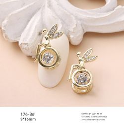 Zircon smykker Smart Elf vil flytte Fortune Cat Beat Heart Bear Nail Dekoration guld 1763 Spirit
