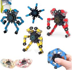 AIR 2PCS Fingerspids Spinning Top Legetøj DIY Fidget Mekanisk Chain Spinner Legetøj Deformerbare Stress Relief-Random Color Tilfældig 2 farve