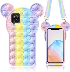 Baicccf Trendy sjov til Samsung Galaxy A12 5g taske, sød tegneserie telefon taske til piger Børn Teenager, blød silikone telefonetui Bubble Fidget ...