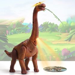 Hefansi Dinosaur leker kan gå, gløde og legge egg, projeksjon Brachiosaurus simulering dyremodell, gutt og jente leketøy gave brun A