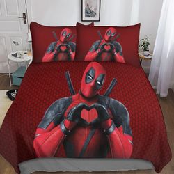 BARDYS Deadpool vuodevaatteet 3D supersankari lohduttaja, pussilakanasetti lapsille Sisustuspeitto 3 kpl setti vetoketjusulkimella Pehmeä mikrokuit...