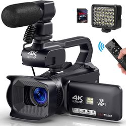 NICEMOON Videokamera 4K kosketusnäyttö 18x digitaalinen zoom
