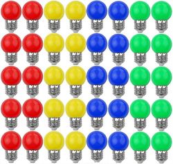 40X värilliset LED-lamput E27 koriste- ja muotoiluvalo 240 lumenia AC220V-240V koristevalaisin sekavärit punainen keltainen sininen vihreä [EQ