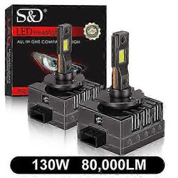 80000LM D1S D3S led D2S D4S D5S D8S LED Canbus ajovalot HID D1R D2R D3R D4R D5R D8R polttimo 130W auton valo auto 6500K 12V 24V 130W 80000LM