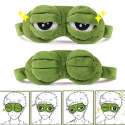 Blød plys sovende øjenmaske Travel Sad Frog Eye Mask Polstret Rest Aid Eye Mask 3d Bind for øjnene Kid Voksen Eye Patch Slap Massager