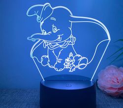 Wekity Shxx Anime Cartoon 3d Night Light Dumbo Usb Touch Värikäs Kaukosäädin 16 Värillinen Pöytälamppu Dumbo 1 Musta Kosketus Värikäs Xq-yd2499