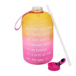 Handuo Gradient plast stor kapacitet vandflaske halmvandflaske yellopink