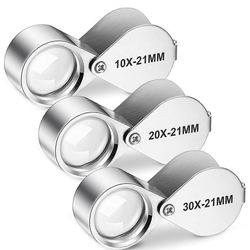 3 kpl jalokivikauppiaiden silmäluuppisarja 10X, 20X ja 30X taskukorujen luuppi, jalokivikauppiaiden silmäsuurennuslasi Normaali tyyli