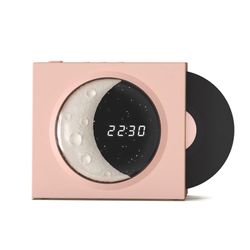 Vinyl Record Clock trådlös högtalare med lätt multifunktionell bärbar högtalare present till födelsedag Rosa