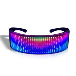 Led Full-farge Light-emitting Briller Mobiltelefon App Bluetooth Display Bar Dance Music Festival Persienner Lysemitterende briller Svart