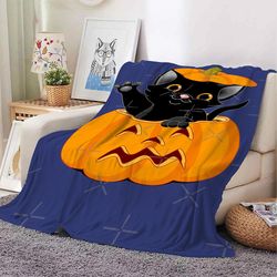 Saltastore tecknad filt Halloween Magic Black Cat Mönster Hem Live Cover Filt Lätt varm soffa filt Forall Season Lila 59x79in(150x200cm)