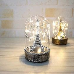 Attoe Eiffel -tornin valokoristeet Perhetarvikkeet Yölamppu Lasikansi Valo Ystävänpäivän syntymäpäivälahja Hopea