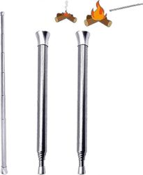2 kpl teleskooppipuhallusputket, 14*63,5 cm ruostumattomasta teräksestä valmistetut taitettavat taskupalkeet, teleskooppinen nuotiotyökalu, nuotioo...