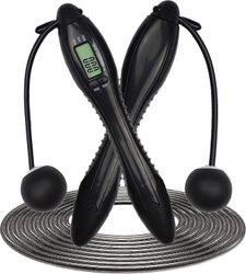 Tren hoppetau med Counter Wireless Jump Rope Fitness Jump Rope 4 i 1 Svart