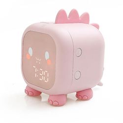 2024 Barn vekkerklokke Barn Sleep Trainer Light Bedside Clock med temperatur Boys Girls (rosa)