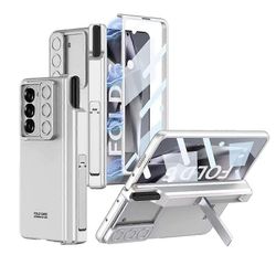 Unbrand Samsung Galaxy Z Fold 6 -saranasuoja S Pen -pidikkeellä, kotelo, sisäänrakennettu näytönsuoja ja jalustan kokovartalokotelo Hopea For Galax...