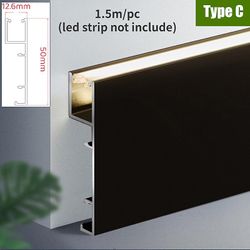 Arysiedder Dropship 1-1,5 m 5 cm Led Aluminiumprofil Baseboard Hård Bar Strip Ljus Ytmonterad Metall Väggsockel Kanal Linjär Lampa Typ C 1,5 M 50pcs