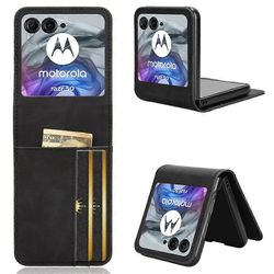 Motorola Razr 50 5G / Razr 2024 5G kotelo Erotettava design-korttipaikka nahka + PC-puhelimen kansi Musta