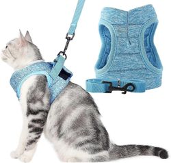 Augro Pehmeät kissan valjaat ja talutushihnasarja pakosuojattu kävelyä varten, säädettävät pehmeät takit sisäänvedettävällä pehmusteella Kissan tal...