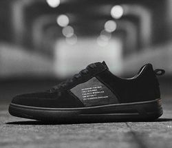 Ruili British Style Sports Casual Sko Mænds Board Sko Læder Åndbar Flat-heel Mænds Sko Efterår Wild Tide Shoes Mænds Single Shoes sort/brun 39