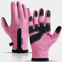 Eveltek Vinterfløjls cykelhandsker til mænd Pink XL