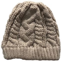 Besser Lady Winter Hestehale Hue Hue Høj Hat Strikket Cap Beige